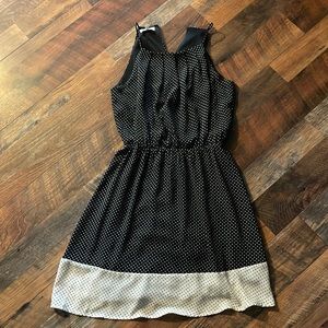 Black dress with white polka dots